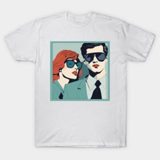 Sunnies Selfies Fashionable Frames Artful Couple Patrick Nagel Art Deco T-Shirt